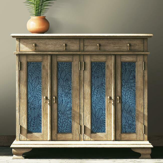 Tropical Leaves Sketch Peel and Stick Wallpaper