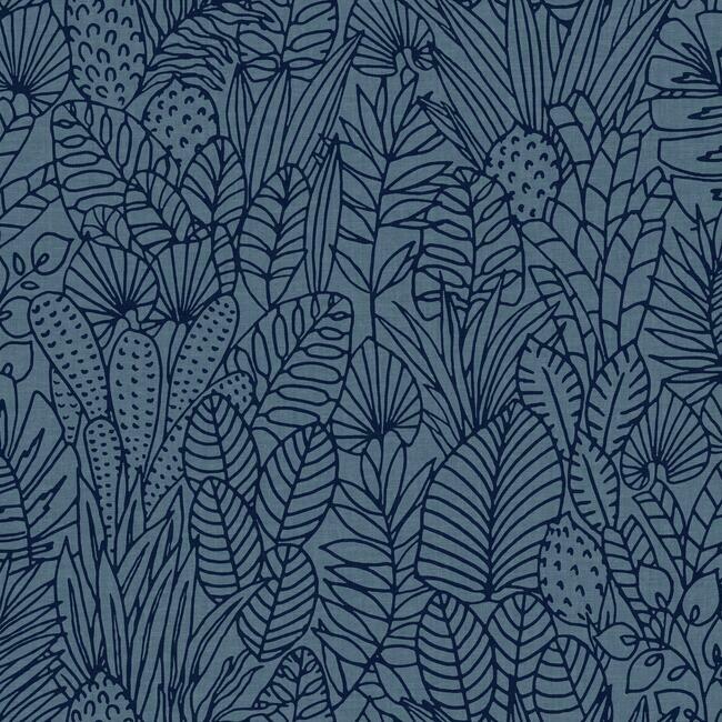 Tropical Leaves Sketch Peel and Stick Wallpaper