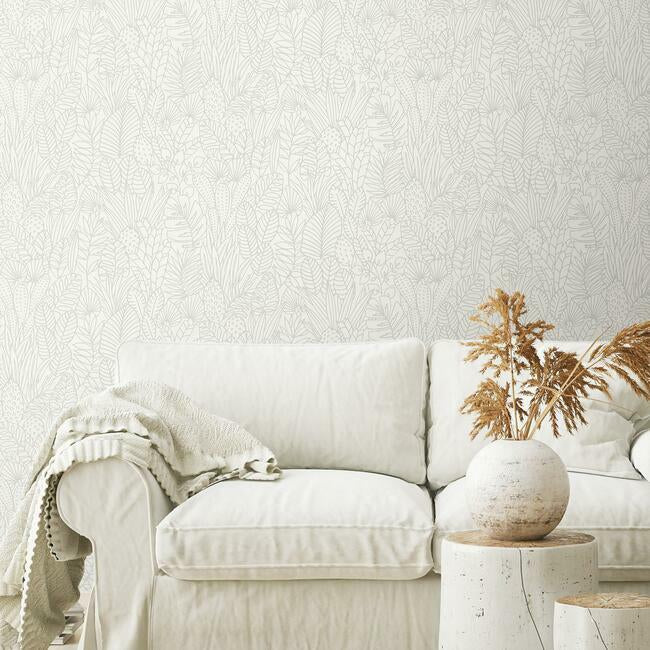 Tropical Leaves Sketch Peel and Stick Wallpaper