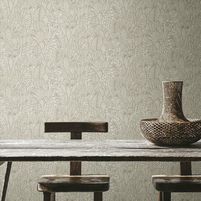 Tropical Leaves Sketch Peel and Stick Wallpaper