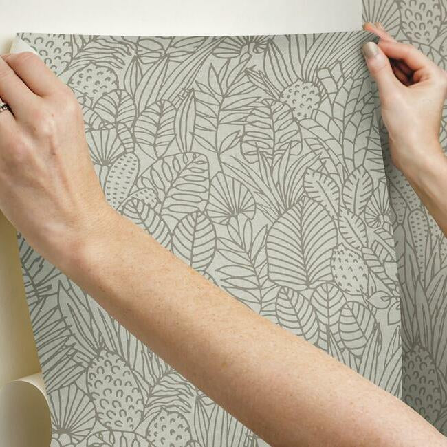 Tropical Leaves Sketch Peel and Stick Wallpaper