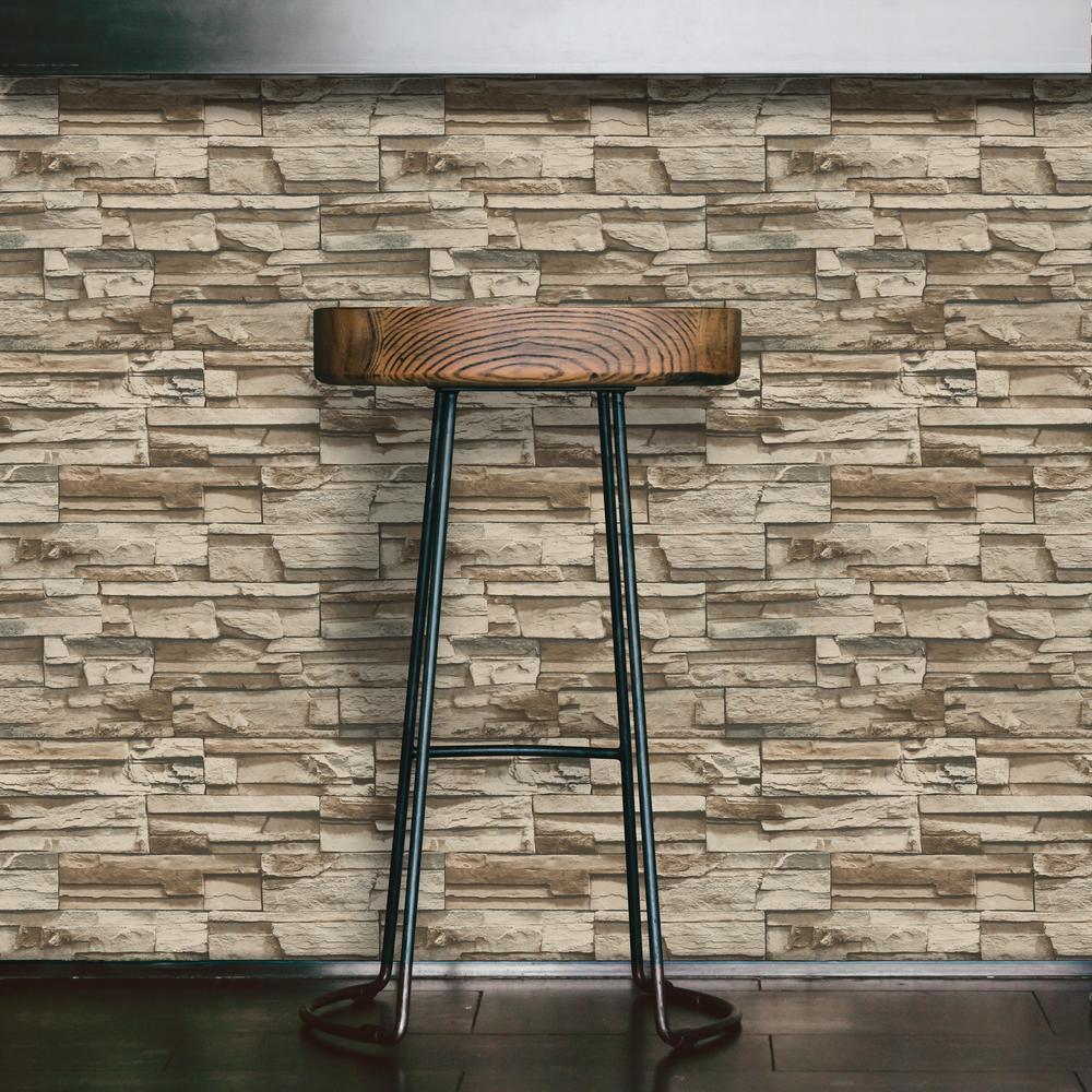 Stacked Stone Peel and Stick Wallpaper