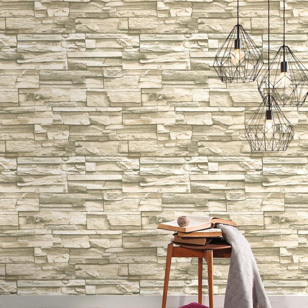 Stacked Stone Peel and Stick Wallpaper