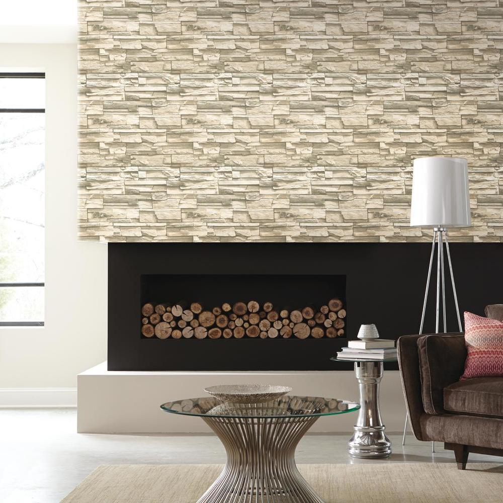 Stacked Stone Peel and Stick Wallpaper