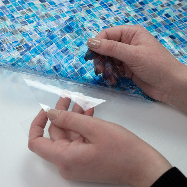 Blue Mosaic Privacy Window Film