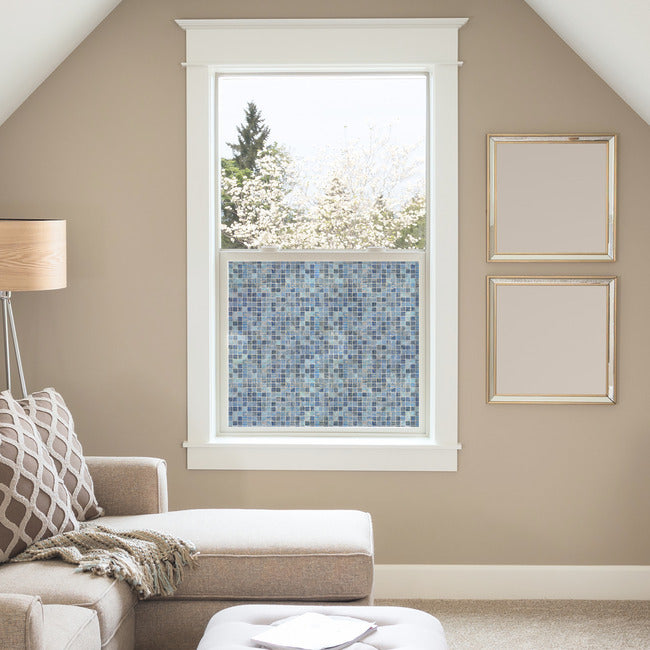 Blue Mosaic Privacy Window Film