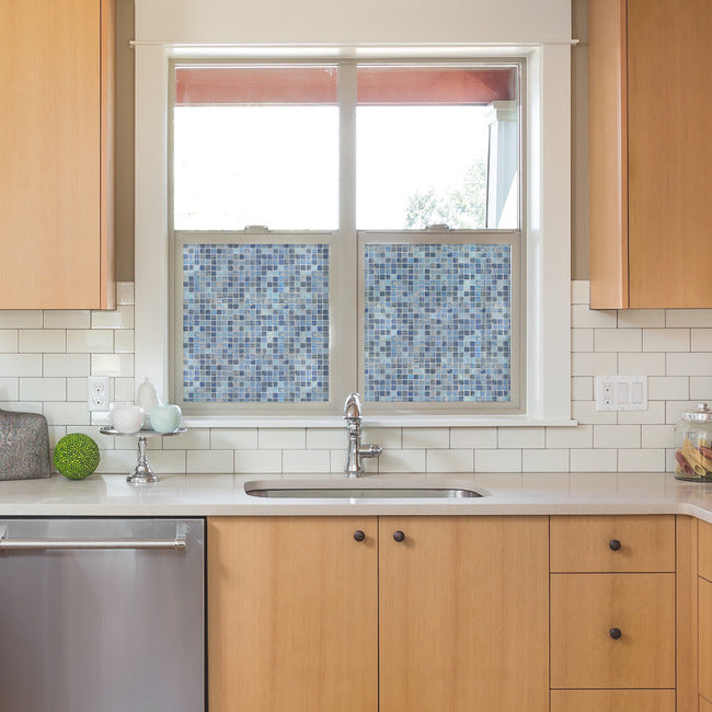 Blue Mosaic Privacy Window Film