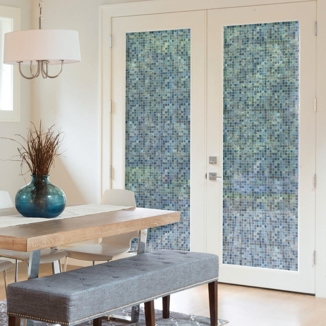 Blue Mosaic Privacy Window Film